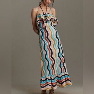 Farm Rio Sleeveless Ruffle Maxi Dress-100% Cotton-Boho-Festival-XS